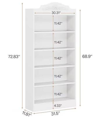 Boekenkast Wit – Hoge Kast met 5 Open Niveaus en Planken, Huis en Inrichting, Kasten | Boekenkasten, Verzenden, Nieuw