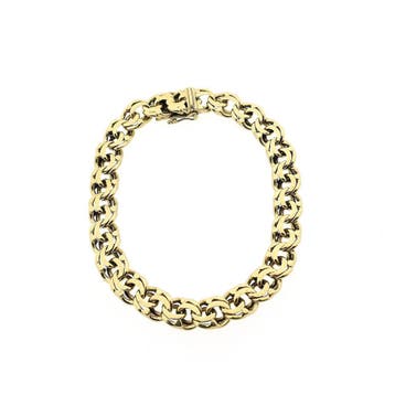 Massief gouden platte Prince of Wales schakelarmband | 21 cm, Sieraden, Tassen en Uiterlijk, Armbanden, Ophalen of Verzenden, Gebruikt