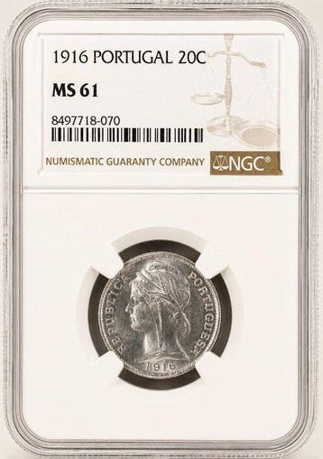 Portugal. 20 centavos 1916 - NGC MS61