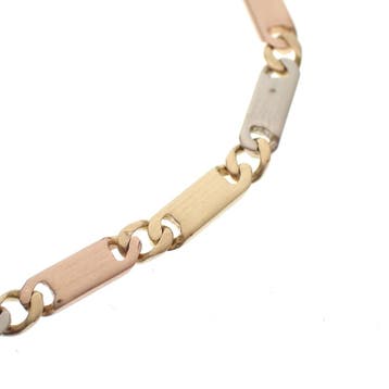Tricolor gouden gematteerde schakelarmband, Ophalen of Verzenden, Gebruikt, Goud, Goud