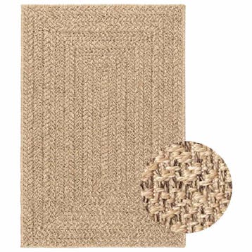 vidaXL Vloerkleed ZIZUR binnen en buiten 140x200 cm jute, Verzenden, Nieuw, Bruin