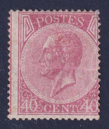 België 1867 - 40c Bleekroze, Leopold I in profiel, tanding, Gestempeld