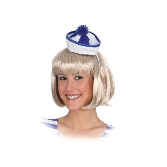Mini matrozen/zeeman hoedje blauw/wit op haarband - Feesth.., Hobby en Vrije tijd, Feestartikelen, Verzenden