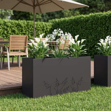 vidaXL Plantenbak Zwart 100 x 30 x 49 cm Koudgewalst staal, Verzenden, Minder dan 60 cm, Nieuw, Metaal
