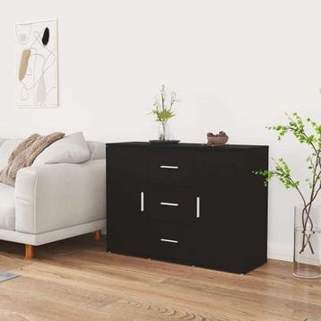 vidaXL Dressoir 91x29,5x65 cm bewerkt hout zwart, Verzenden, Nieuw, Overige houtsoorten