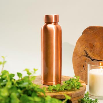 Puur Koperen Waterfles Glad - 1 liter, Ophalen of Verzenden, Nieuw