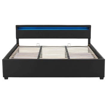 Gestoffeerd bed Lyon - 180 x 200 cm - Zwart - LED Verlichtin, Verzenden, Nieuw