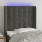vidaXL Hoofdbord LED 83x16x118/128 cm fluweel donkergrijs, Verzenden, Nieuw, Grijs, Stof