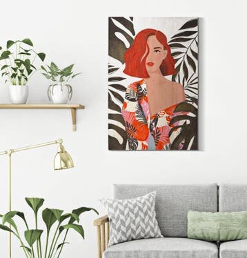 WANDBEDRUKKING/SCHILDERIJ LADY JUNGLE -A- CM 80X2,8X120, Ophalen of Verzenden, Nieuw