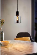 EGLO Gorosiba - Hanglamp - E27 - Ø 15 cm - rookglas - Zwart, Verzenden, Nieuw