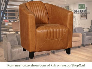Leren fauteuil Press Special - Vintage Cognac (cognac) -, Nieuw, Ophalen of Verzenden, Eigentijds, Klassiek, Retro, Romantisch, Vintage