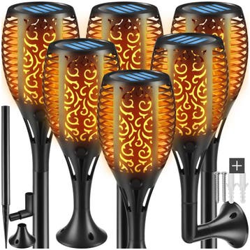 Set van 6 solarlampen Flare, led, schemersensor - zwart, Verzenden, Nieuw
