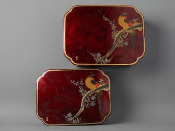 Set of 2 Vintage Japanese Lacquerware Boxes - Nesting Wooden