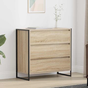 vidaXL Dressoir Sonoma Eiken 79 x 36 x 75.5 cm Bewerkt hout, Verzenden, Nieuw, Overige houtsoorten, Minder dan 50 cm