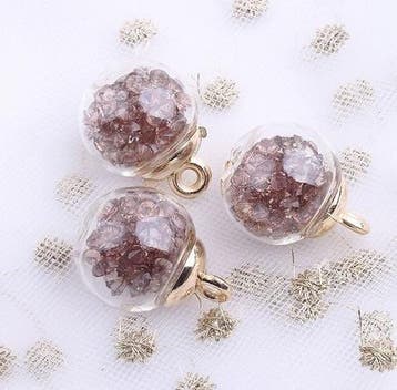 2 x Transparante glazen bal bedels, mini kerstballetje 16..., Ophalen of Verzenden, Nieuw, Kraal