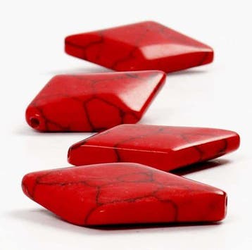 Steen kralen, afm 32x22 mm, rood, 1 slag, Verzenden, Nieuw
