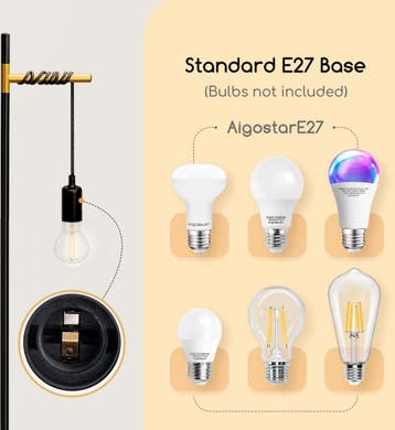 Vloerlamp - Staande lamp - Industriëel - 150 cm - Wit - Aigo, Huis en Inrichting, Verzenden, Zo goed als nieuw