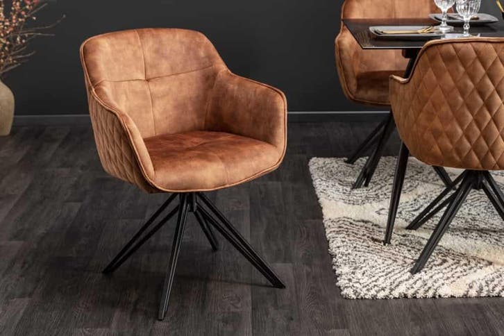Draaibare design stoel EUPHORIA bruin fluweel met armleuning, Huis en Inrichting, Stoelen, Ophalen of Verzenden