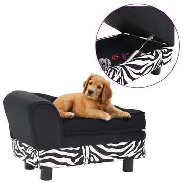 vidaXL Hondenbank 57x34x36 cm pluche zwart, Verzenden, Nieuw