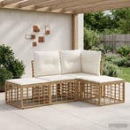 vidaXL Buiten bankenset Naturel Polyester, Tuin en Terras, Tuinsets en Loungesets, Verzenden, Nieuw, Rotan
