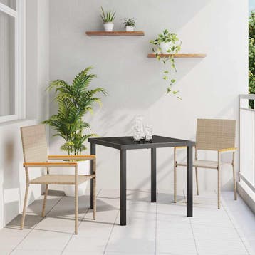 vidaXL Tuinstapelstoelen 2 st Crème en bruin, Verzenden, Nieuw, Rotan