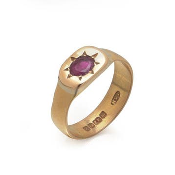 Ring - 22 karaat Geel goud - Antieke robijnzegelring,, Nieuw