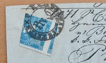 Oostenrijk 1852 - Postfraude krantenzegel Blauer Merkur met, Gestempeld