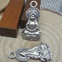 10x Tibetaans zilveren bedeltje van een Buddha 26 x 14mm..., Ophalen of Verzenden, Nieuw, Kraal