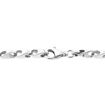 Zilveren fantasie schakelketting, Sieraden, Tassen en Uiterlijk, Kettingen, Ophalen of Verzenden, Gebruikt, Zilver, Zilver