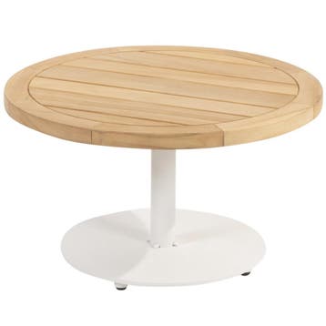 Volta teak salontafel centrale poot wit 60 cm rond 4, Ophalen of Verzenden, Nieuw