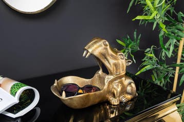 Handgemaakte Decoratieve Schaal HIPPO 30cm messing goud, Ophalen of Verzenden, Nieuw
