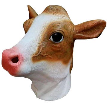 Koe masker latex  (bruin), Verzenden, Nieuw