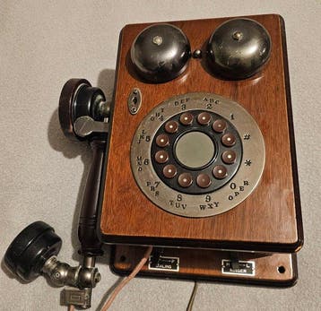 Analoge telefoon - Hout, Metaal - Wandtelefoon