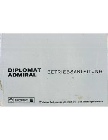 1975 OPEL DIPLOMAT | ADMIRAL INSTRUCTIEBOEKJE DUITS