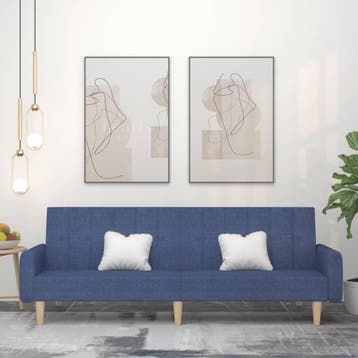 vidaXL Slaapbank 2-zits stof blauw, Verzenden, Minder dan 150 cm, Stof, Nieuw