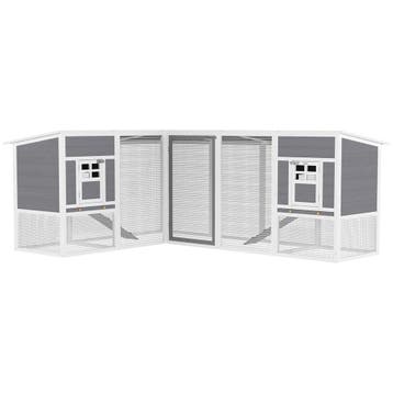 Kippenhok L-vormig Houten Kippenhuis Met 2 Huizen, 2 Niveaus, Verzenden, Nieuw