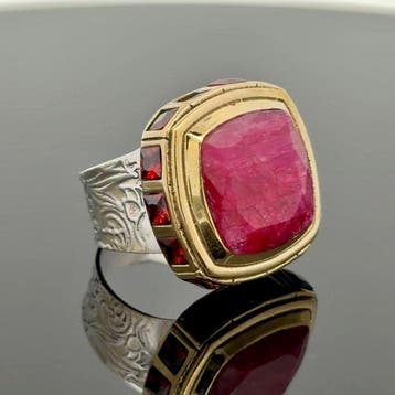 Zilver - Ring - Natuurlijke Ruby