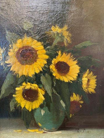 Tilly Moes (1899-1979) - Zonnebloemen in vaas
