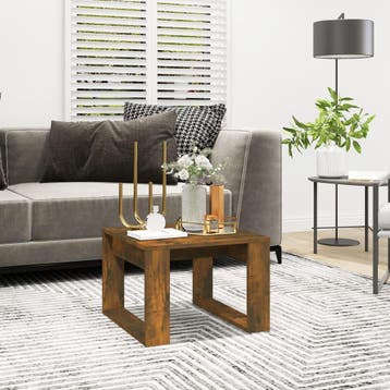 vidaXL Bijzettafel 50x50x35 cm bewerkt hout gerookt, 50 tot 100 cm, Verzenden, Nieuw, 50 tot 100 cm