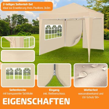 KESSER® Zijwand voor paviljoen - 3x3m - Beige, Tuin en Terras, Partytenten, Verzenden, Zo goed als nieuw