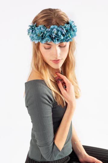 KIMU® Bloemenkrans Haar Hibiscus Blauw Hawaii Blauwe Bloemen, Kleding | Dames, Carnavalskleding en Feestkleding, Ophalen of Verzenden