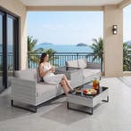 Wicker loungeset Ostuni - grijsgevlekt/grijs, Verzenden, Nieuw