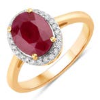 Ring - 14 karaat Geel goud - 3.14ct. tw. Robijn - Diamant -, Nieuw