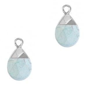 1 x Natuursteen hangers Haze blue-silver (Bedels), Ophalen of Verzenden, Nieuw, Bedel