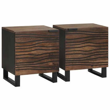 vidaXL Nachtkastje 2 st Walnotenhout 40 x 33 x 46 cm Bewerkt, Minder dan 45 cm, Verzenden, Nieuw, Minder dan 55 cm