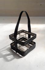 In de stijl van Jacques Adnet - Wijnrek - Lakleer, Metaal -