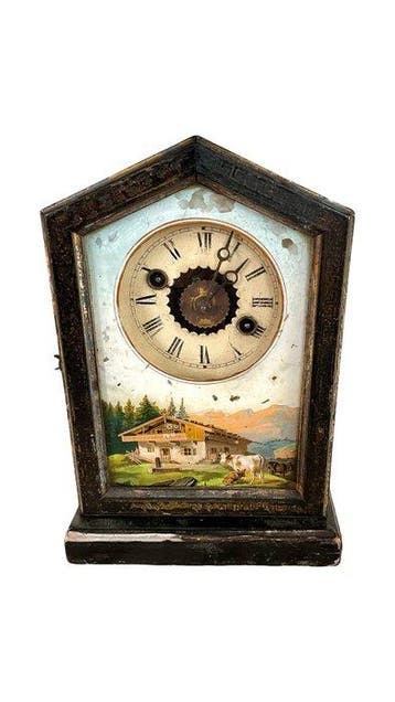 Pendule - Hout, Glas - 1850-1900, Antiek en Kunst, Antiek | Klokken