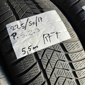 2 x Pirelli 225-50-17 RFT Winterbanden 5,5mm, Gebruikt, 17 inch, Band(en), Personenwagen