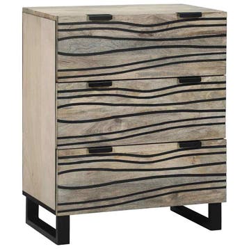 vidaXL Dressoir Wit 60 x 33,5 x 75 cm Massief mangohout, Verzenden, Nieuw, Overige houtsoorten, Minder dan 50 cm