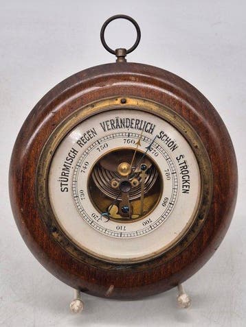 Antiek wandbarometer – Holosterik-Barometer – hout & messing